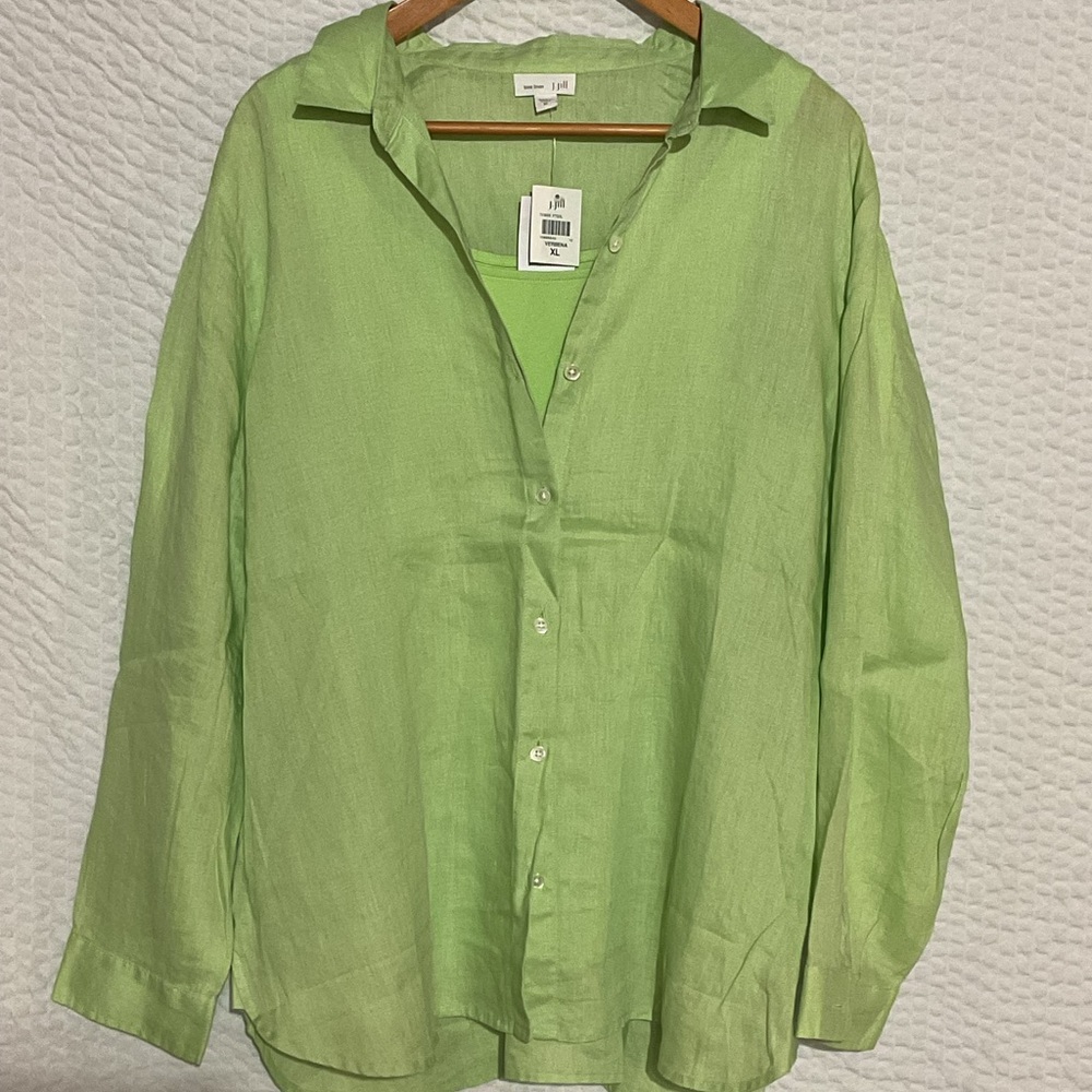 JJILL Verbena linen shirt and matching tank. XL. NWT